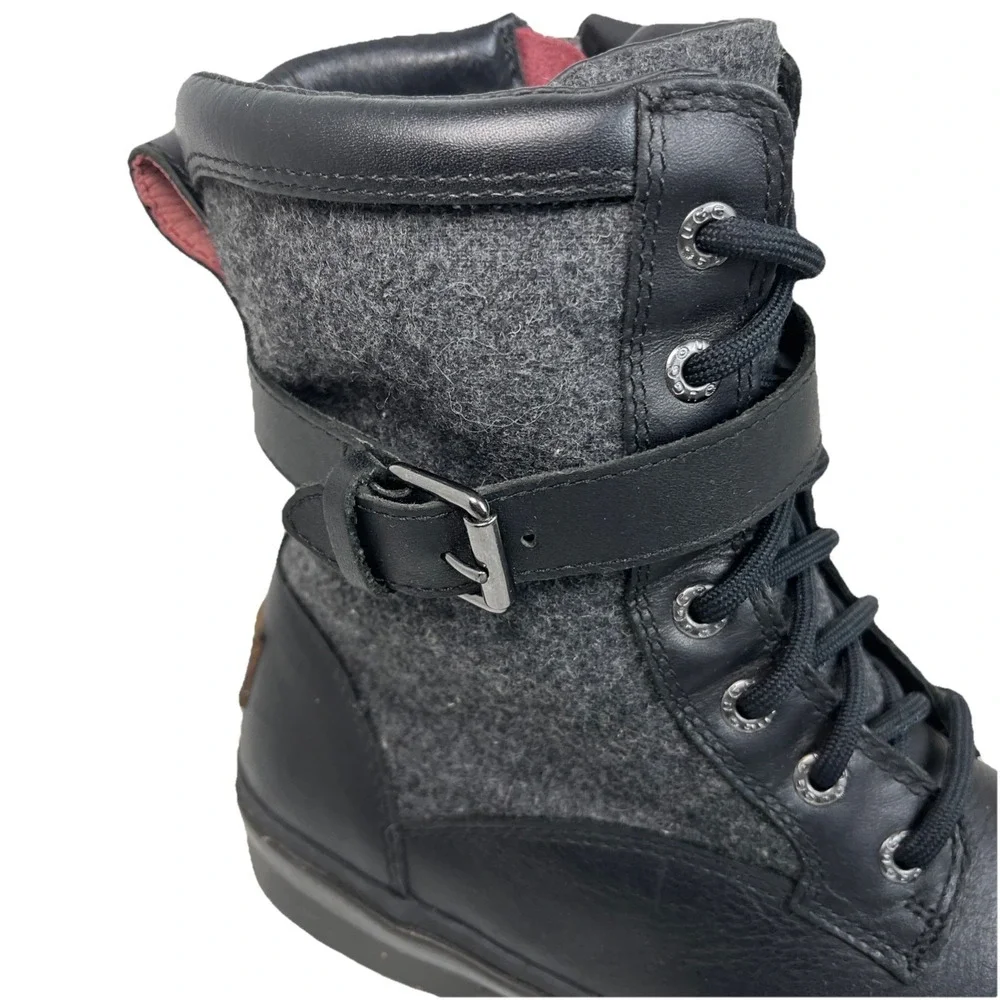 UGG KESEY Black NWOB Leather WATERPROOF SNOW Boot‎ Buckle Womens Size 39/8